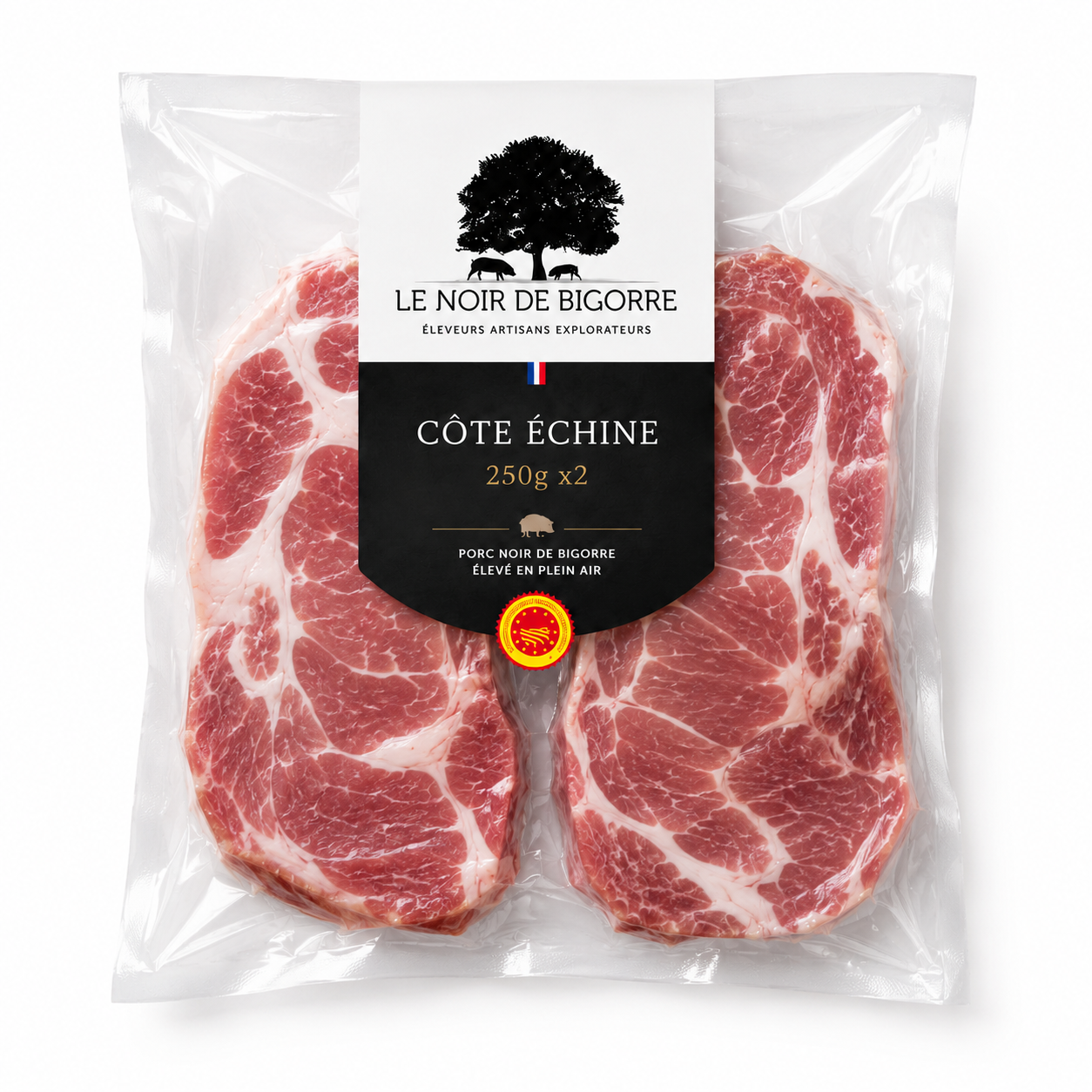 Côte échine de porc noir de Bigorre – 250 g x2