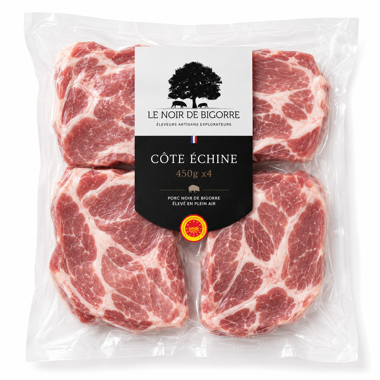 Côte échine de porc noir de Bigorre – 450 g x4