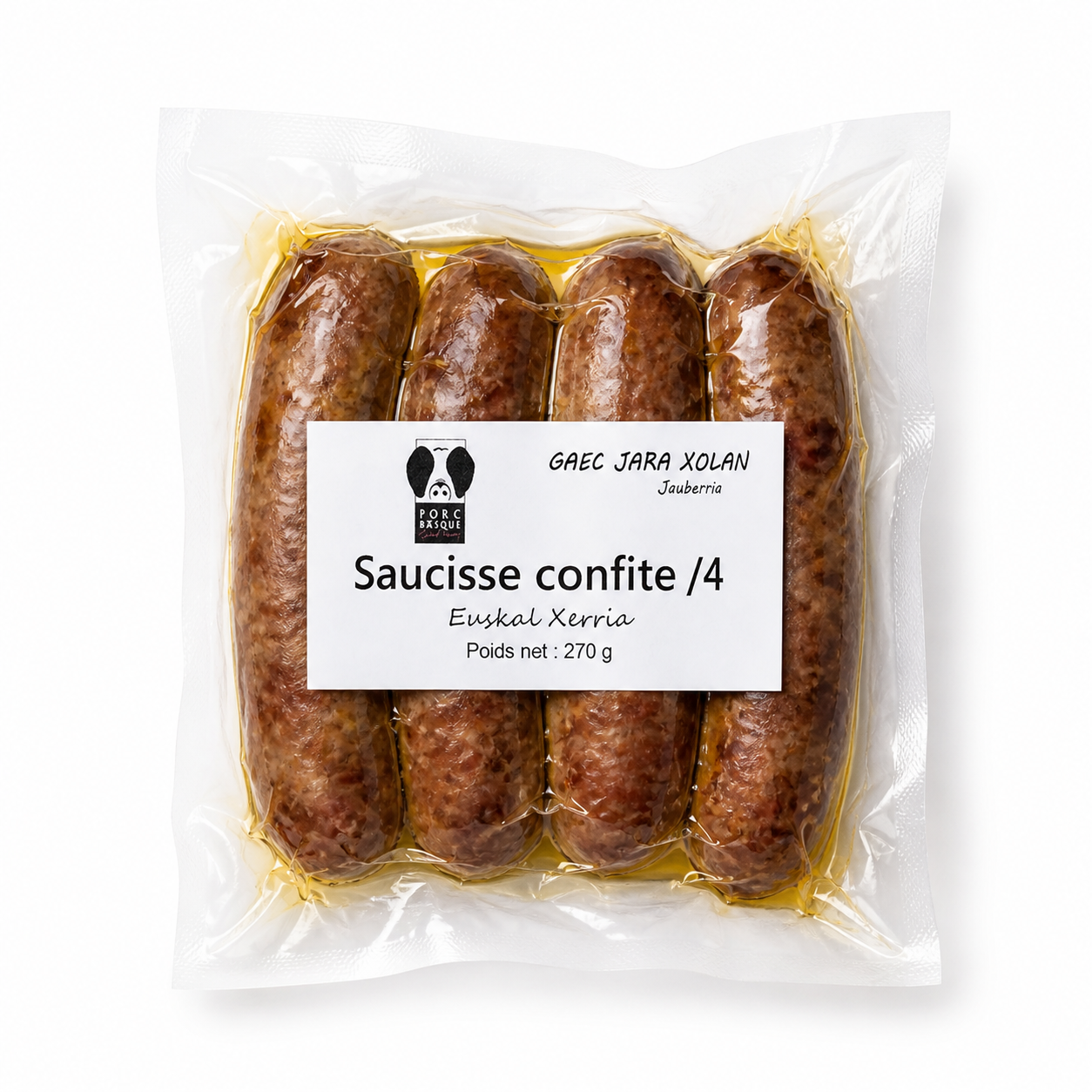 Saucisse confite /4 – Ferme Jauberria – 270 g