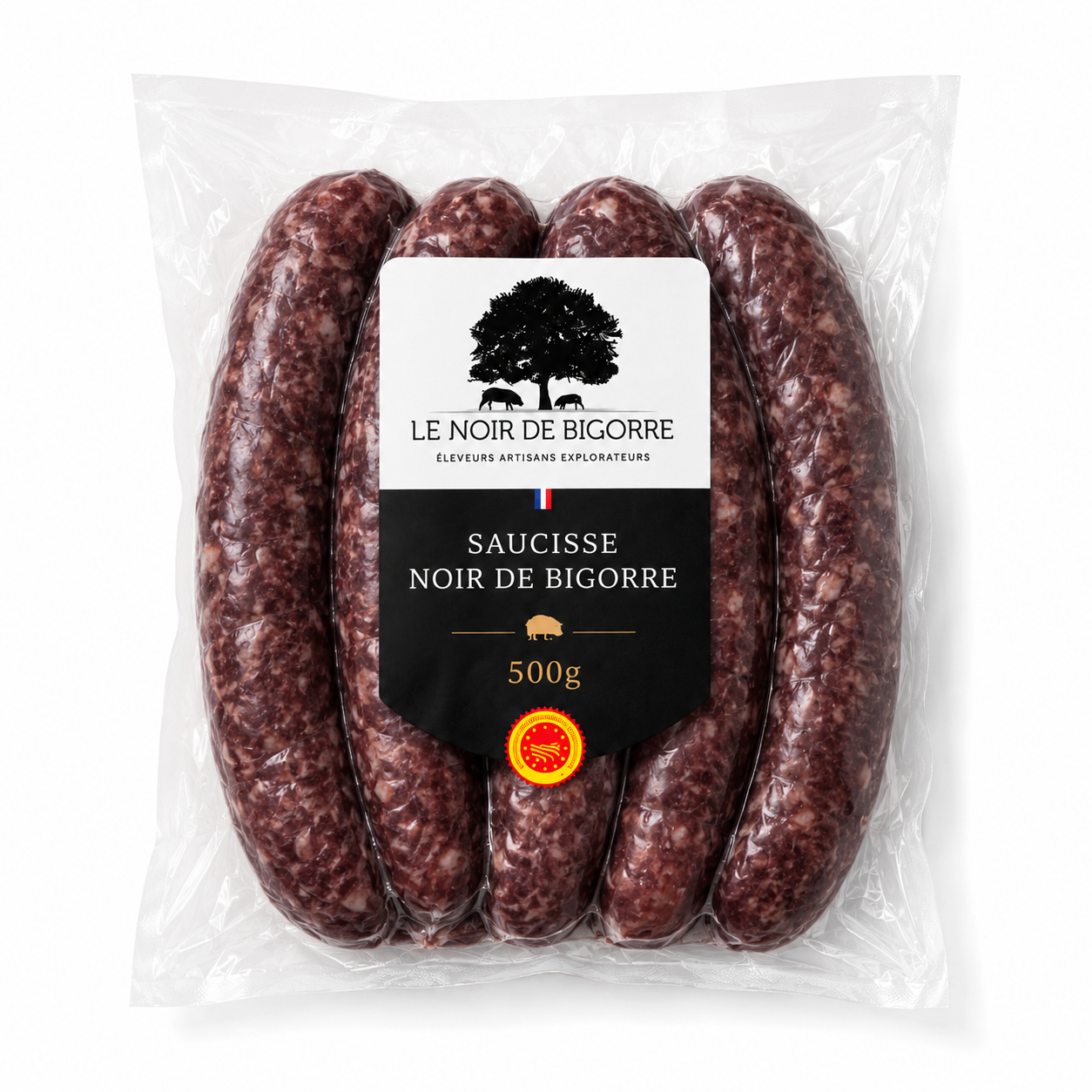 Saucisse de porc noir de Bigorre sous vide – 500 g