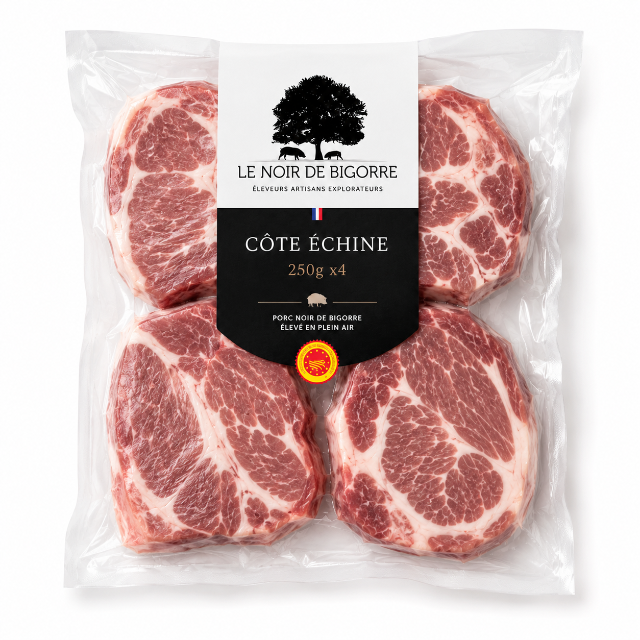 Côte échine de porc noir de Bigorre – 250 g x4