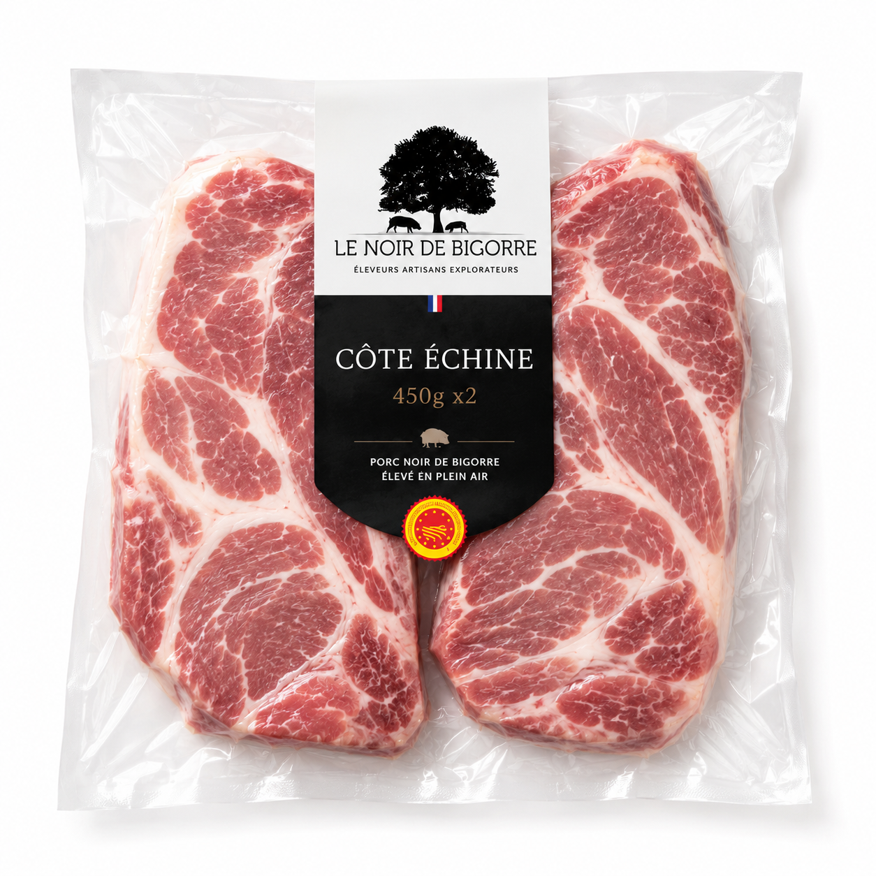 Côte échine de porc noir de Bigorre – 450 g x2